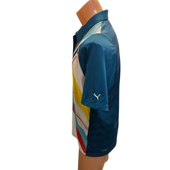 Puma Mens Golf Duo Swing Graphic USP Polo Multicolor Geometric Sz Medium Stretch - Picture 7 of 10